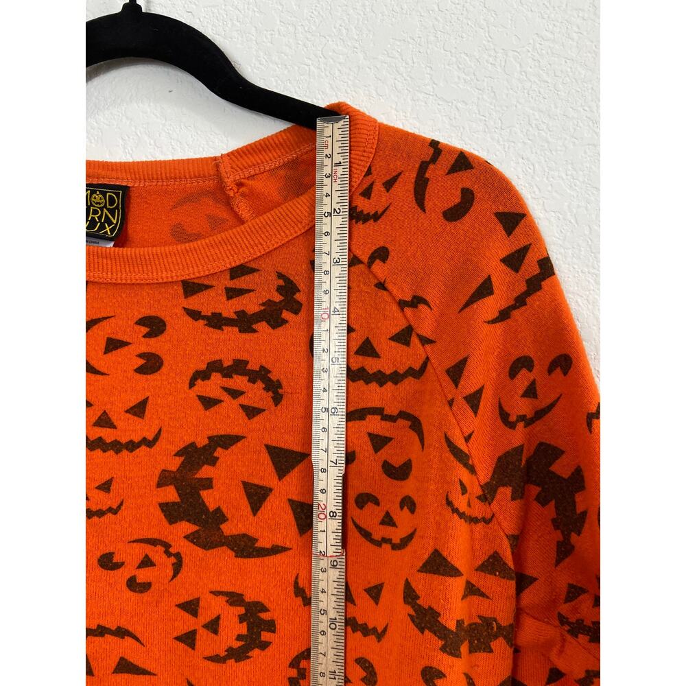 Halloween Pumpkin Jack-o-lantern lightweight Orange Sweatshirt Size Large Girls - Picture 2 of 9